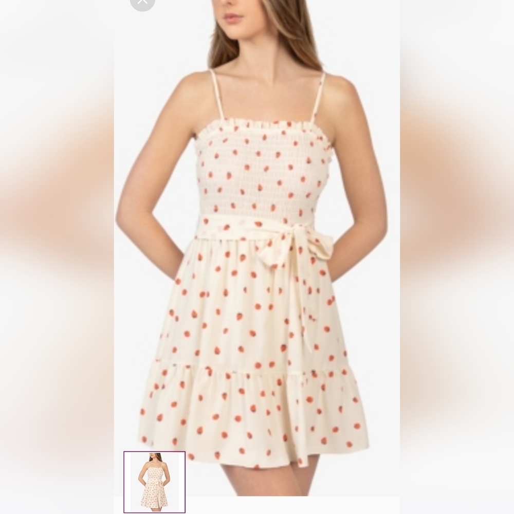 B Darlin Cream Dress with Red Accents